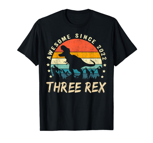 Three Rex 3rd Birthday Shirt Third Dinosaur 3 Year Old T-Shirt