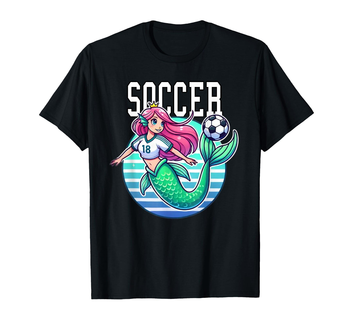 Soccer Mermaid Playing Soccer T-Shirt