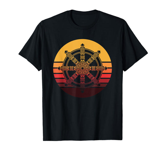 Retro Dharmachakra Hindu Sanskrit Buddhist Dharma Wheel T-Shirt