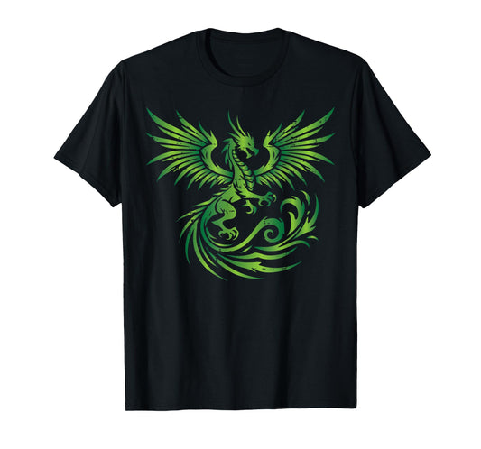 Green Medieval Dragon Fantasy Mythical Art Men Women Kids T-Shirt