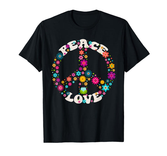 PEACE SIGN LOVE T Shirt 60s 70s Tie Dye Hippie Costume T-Shirt