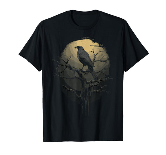 Beautiful Black Crow Raven Bird Silhouette T-Shirt