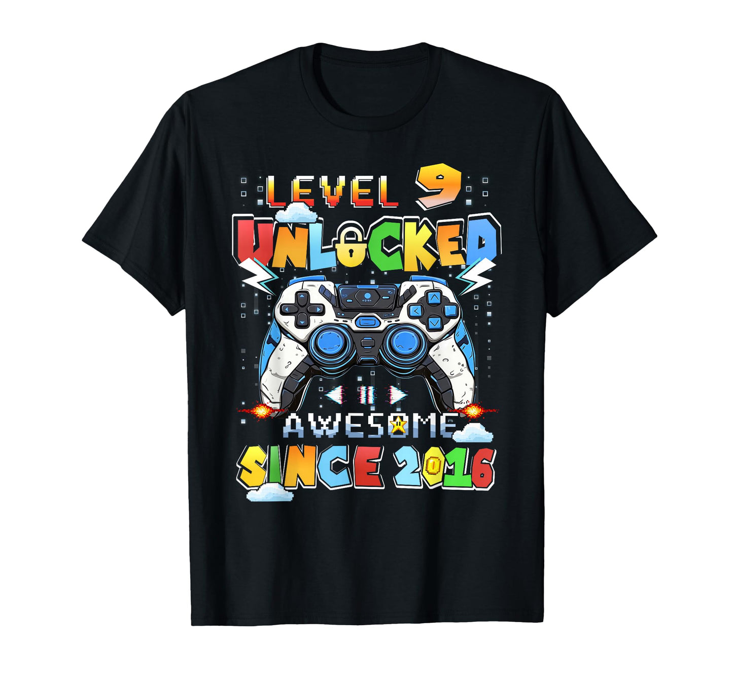 Kids Level 9 Unlocked Video Gamer 9th Birthday T-Shirt