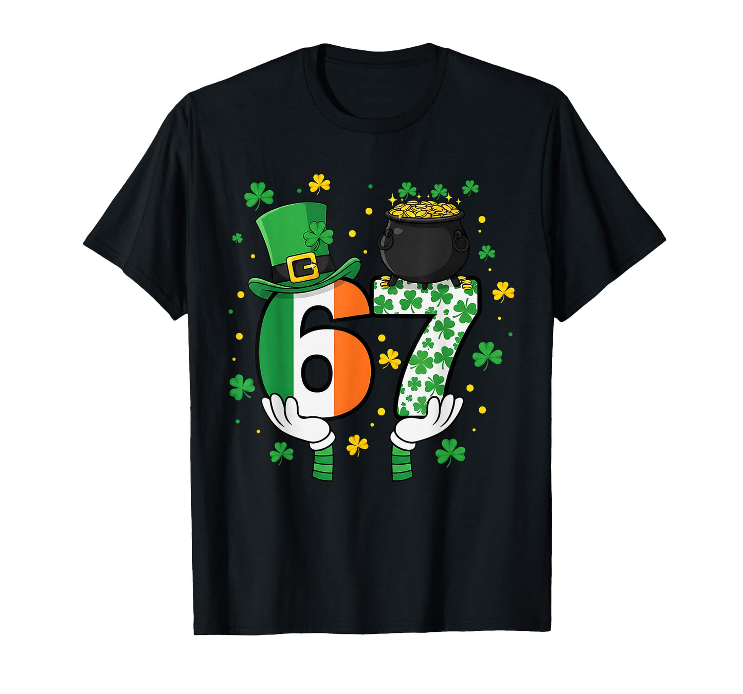 Six Seven Meme 67 St Patrick's Day Shamrocks Men Women Kids T-Shirt