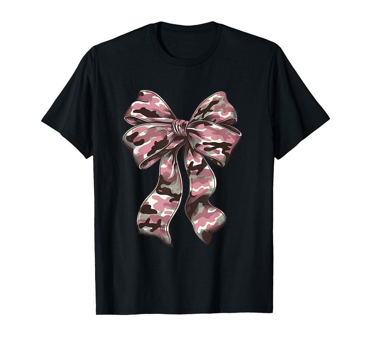 Pink Camouflage Old Camo Bow Camo Coquette Bow Hunting Women T-Shirt