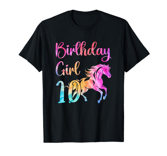 10th Birthday Horse 10 Year Old Girl Birthday Horse Lovers T-Shirt