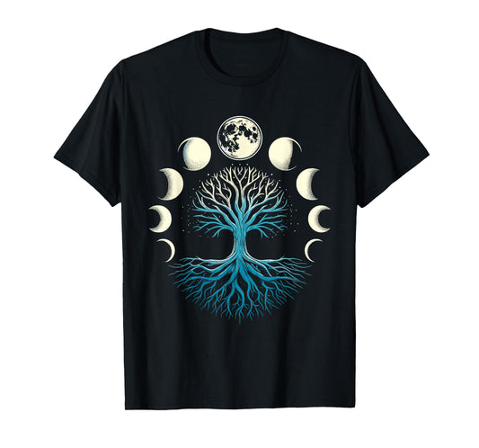 Spiritual Tree Moon Phases Yoga T-Shirt