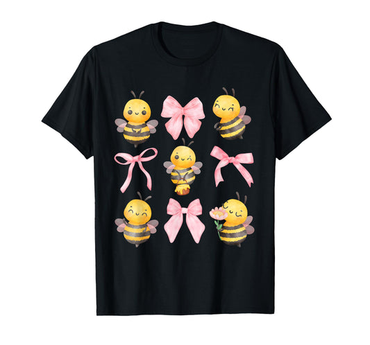 Coquette Bee Pink Bow Bumblebee Theme Birthday Girls T-Shirt