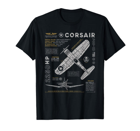 F4U Corsair WW2 Fighter Plane | Vintage F4U-1D Warbird T-Shirt