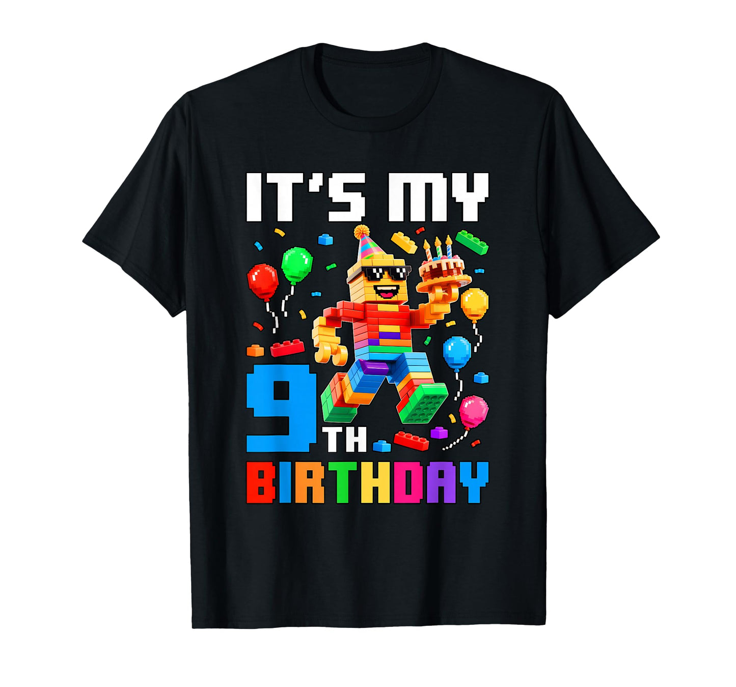 It's My 9th Birthday Building Brick 9 Years Old Boys Kids T-Shirt