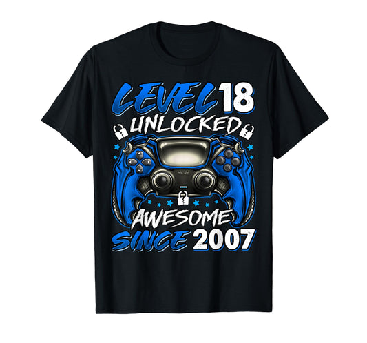Level 18 Unlocked 18 Year Old Gifts Boys 18th Birthday Boy T-Shirt