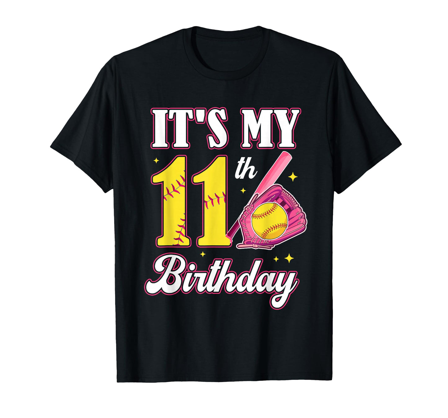 It's My 11th Birthday Softball Girl 11 Year Old Party T-Shirt