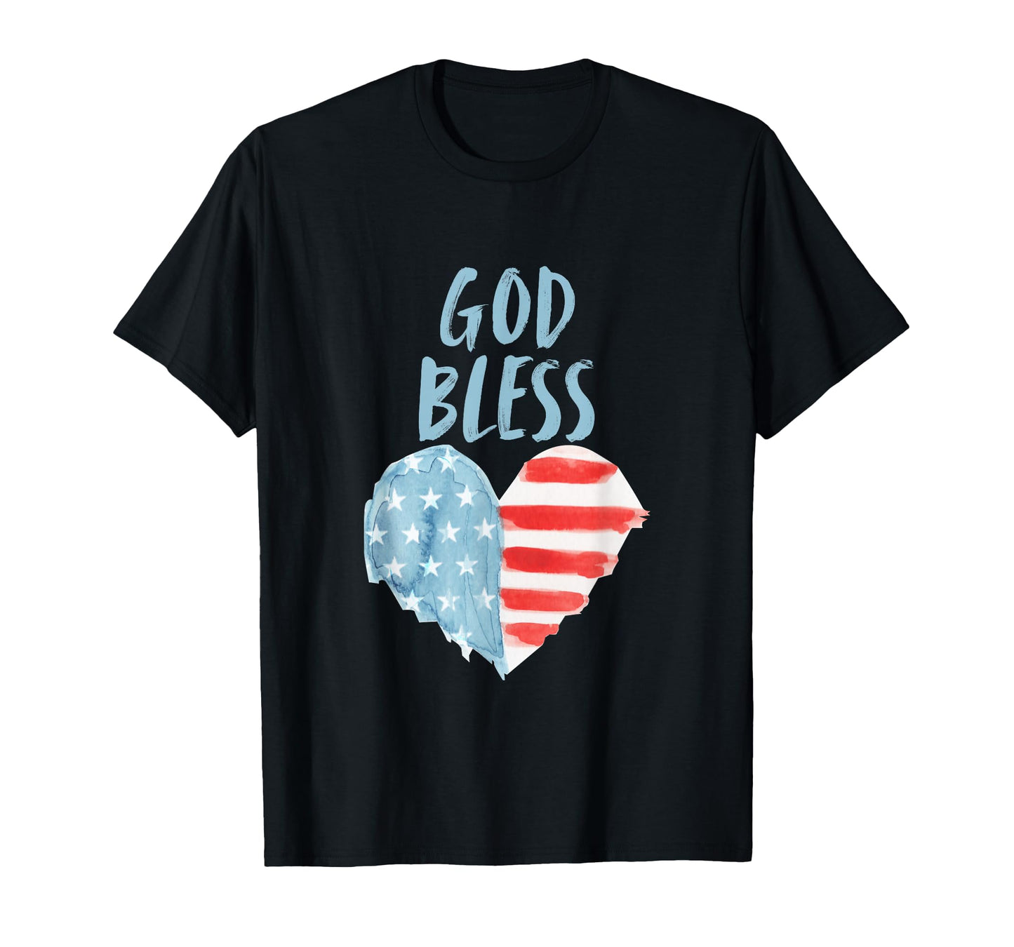 God Bless Heart American Flag Faith Liberty USA T-Shirt