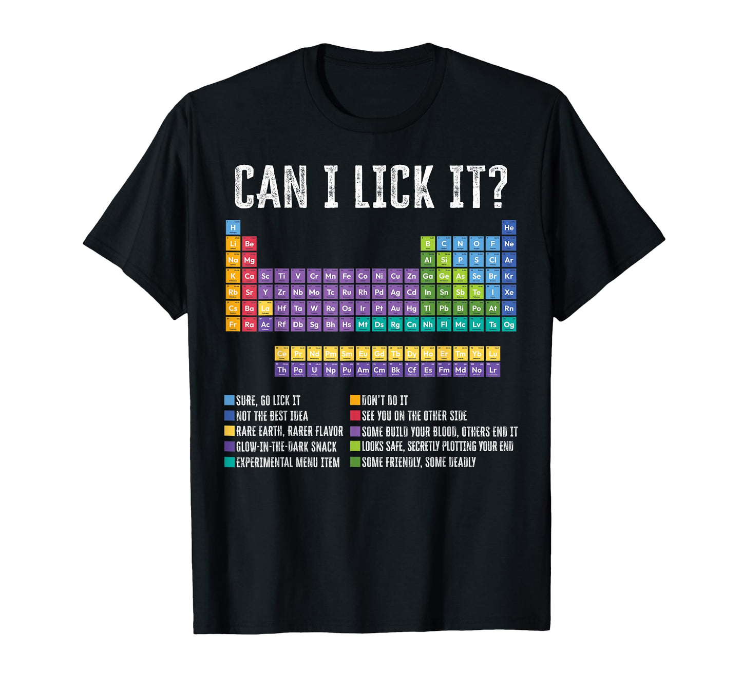Can I Lick It Periodic Table Funny Chemistry Element Teacher T-Shirt