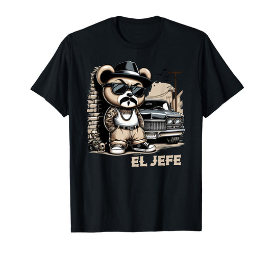 EL JEFE Hip Hop Teddy Bear Lowrider Shirt Chicano Cholo T-Shirt