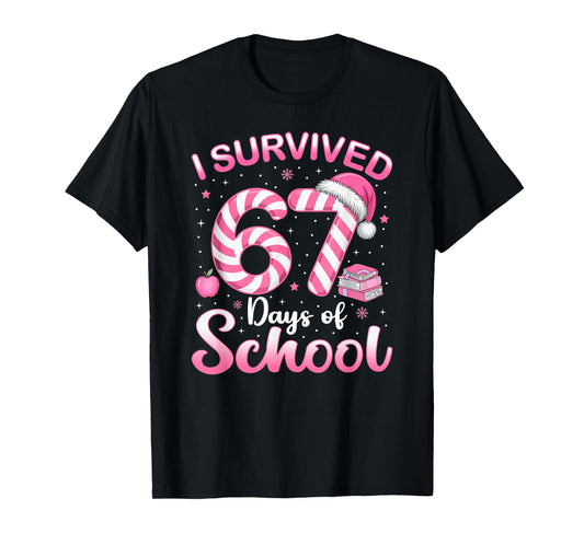 67 Christmas Shirt Teacher Kids I Survived 67 Days of School T-Shirt