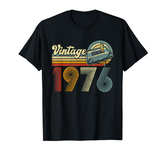 Vintage Born in 1976 Cassette Tape 50th Birthday 50 Year Old T-Shirt