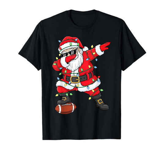 Dabbing Santa Funny Christmas Football Men Women Boys Girls T-Shirt