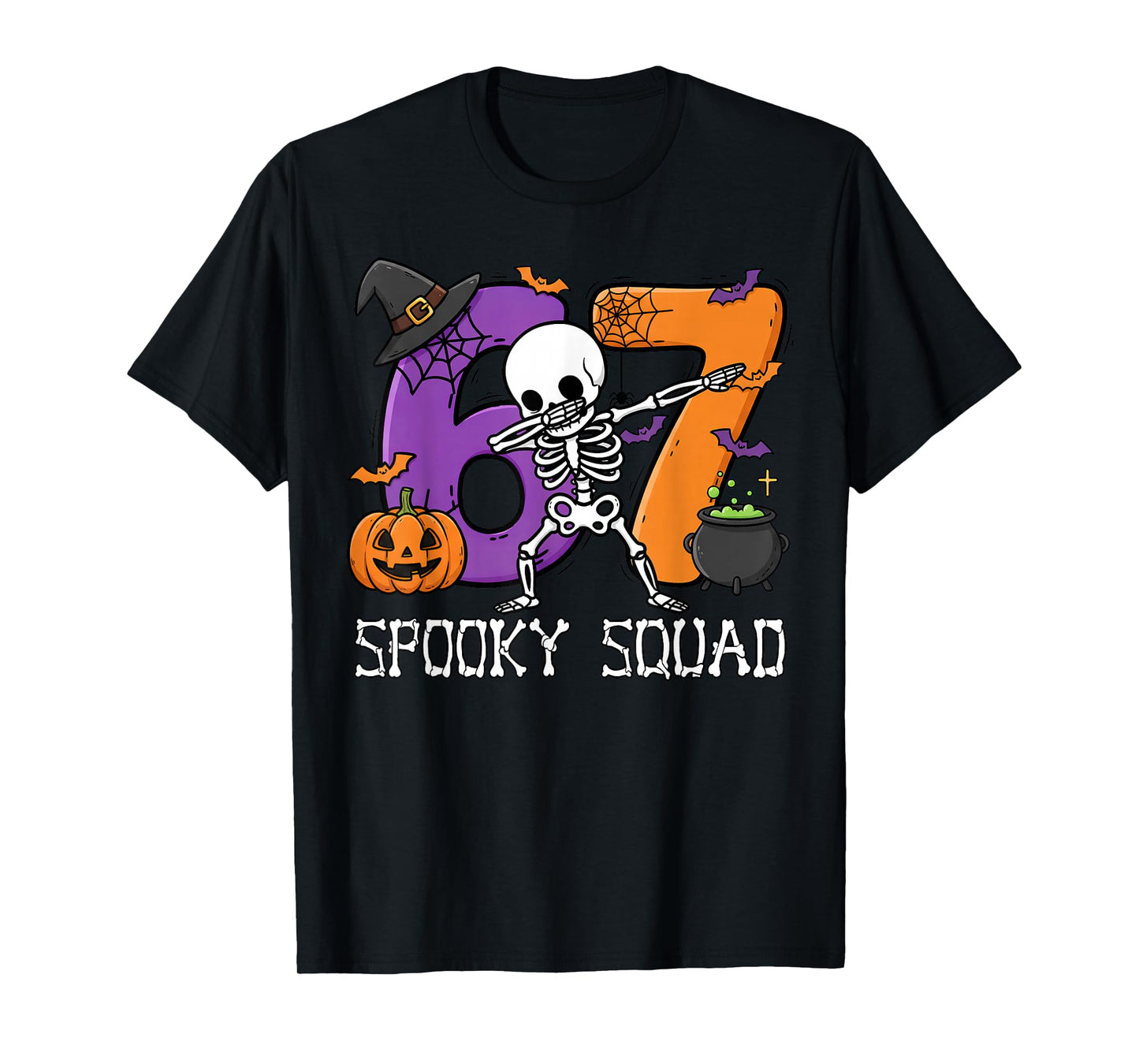 Halloween Meme 6 7 Six Seven Dabbing Skeleton 67 Boy Men T-Shirt