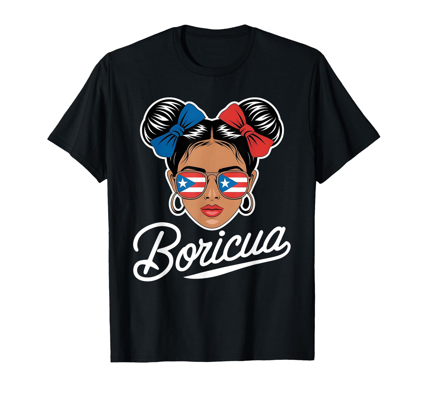 Puerto Rico Hispanic Heritage Messy Bun Puerto Rican Girls T-Shirt