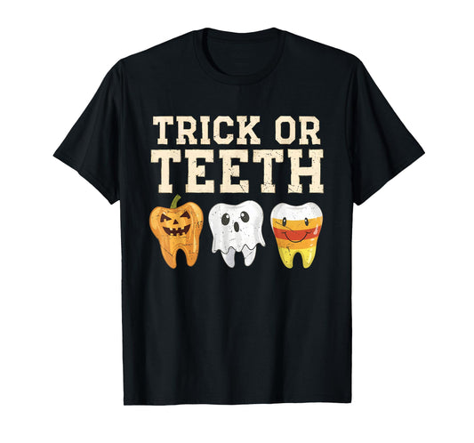 Trick Or Teeth Halloween Dental Crew Dentist Boys Girls Kids T-Shirt