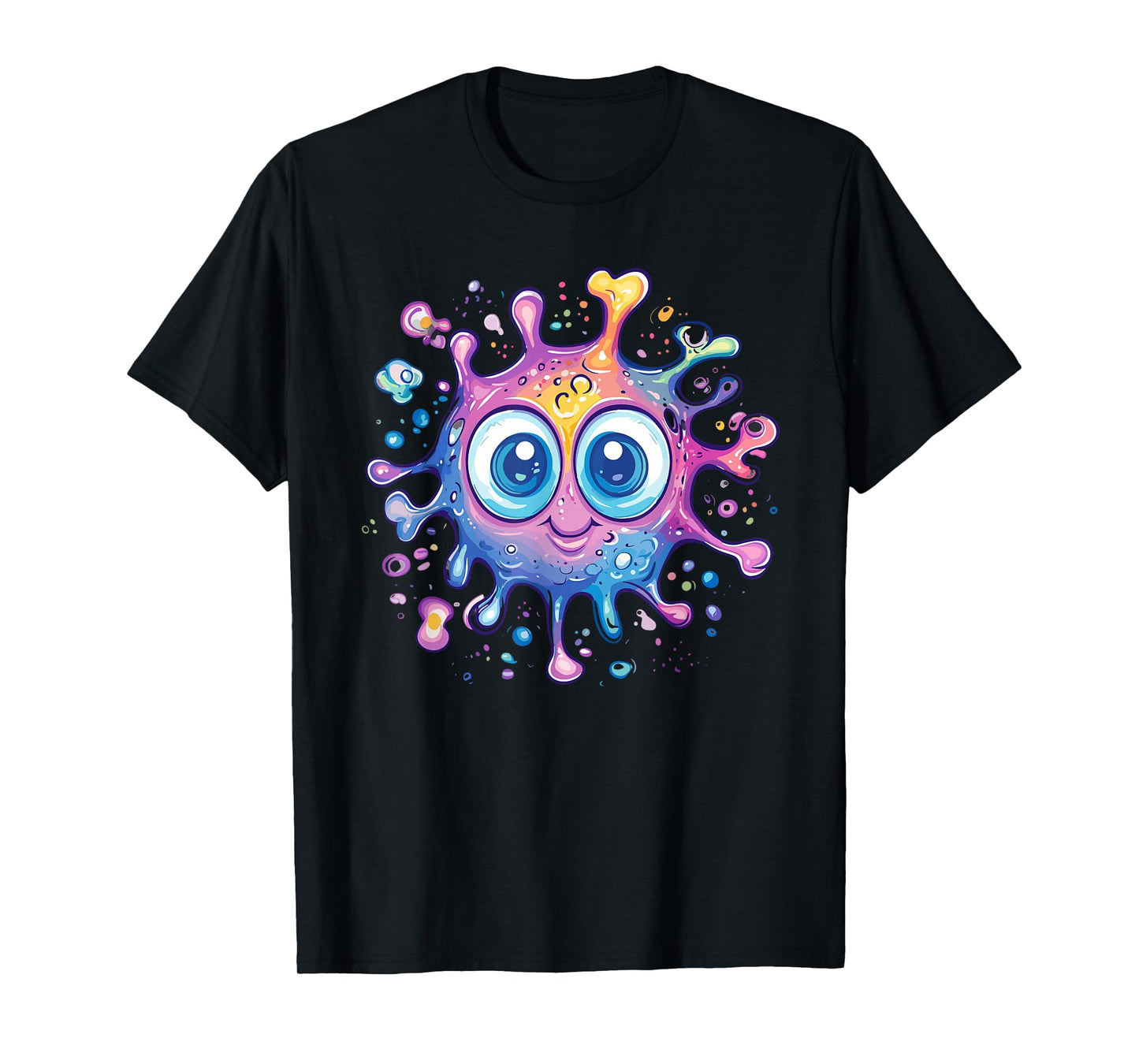 Smiling Colorful Bacteria Cute Pastel Virus Character T-Shirt