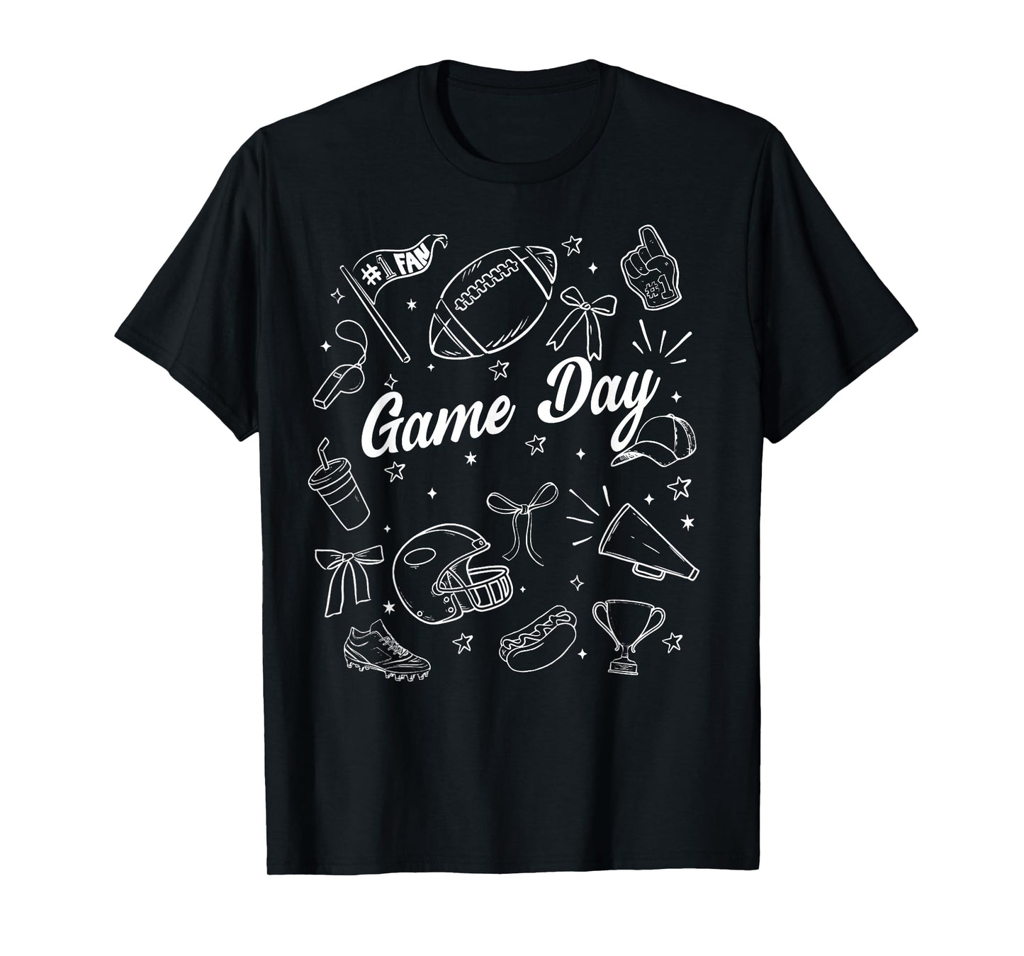 Touchdown Cheer Football Game Day Coquette Bow Women Girls T-Shirt