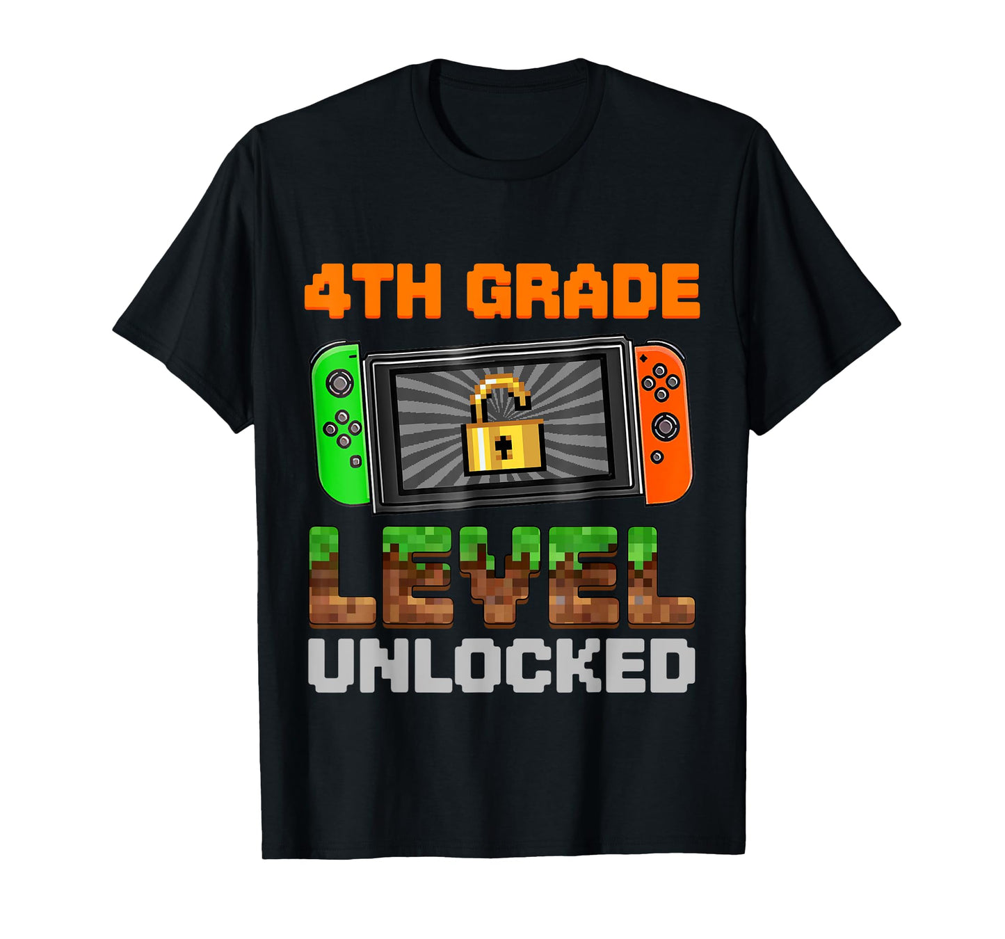 4th Grade Level Unlocked Pixel Game First Day Boy Kids T-Shirt