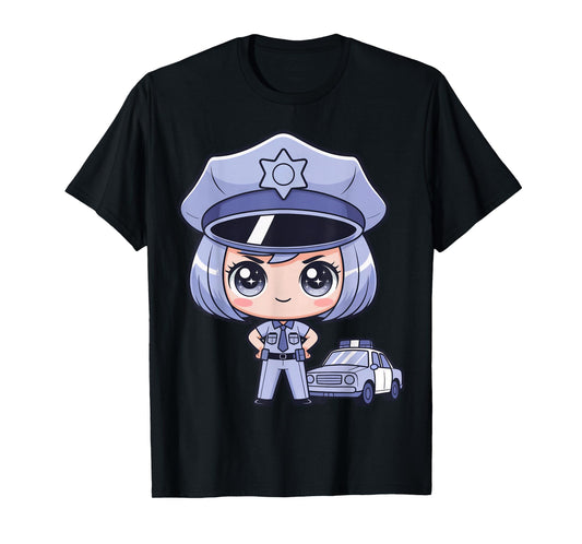 Cute Police Officer Chibi Girl at Police and Law Enforcement T-Shirt