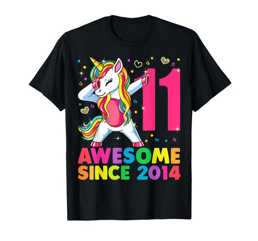 11 Years Old Unicorn Dabbing 11th Birthday Girl Gift Party T-Shirt