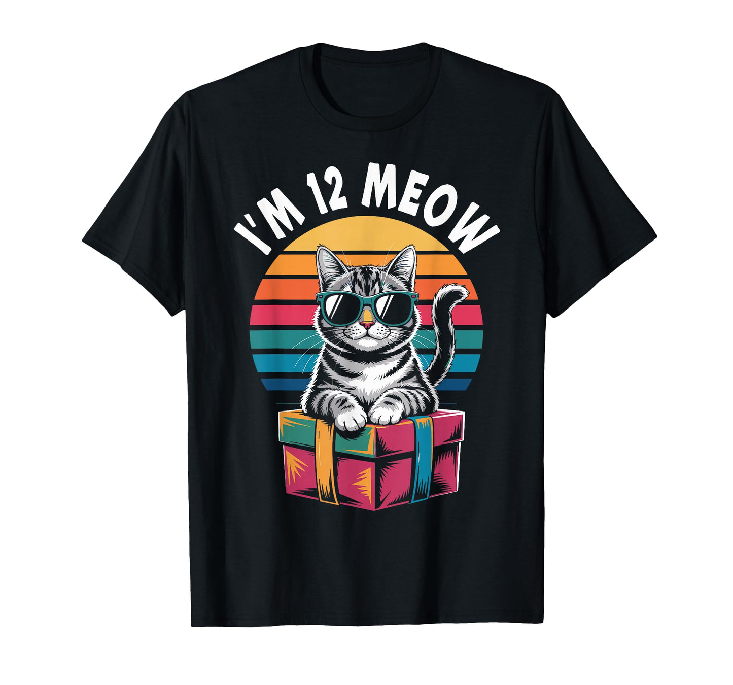12th Birthday 12 Years Old I’m 12 Meow Funny Cat Birthday T-Shirt