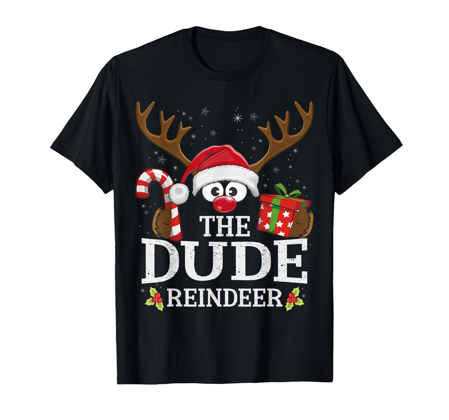 99 Gifts Matching Christmas Reindeer Squad Christmas Family T-Shirt - Unisex-Adults, Kids - Black - Short Sleeve - U-Neck - Casual - Cotton, Polyester - Machine Wash - Small