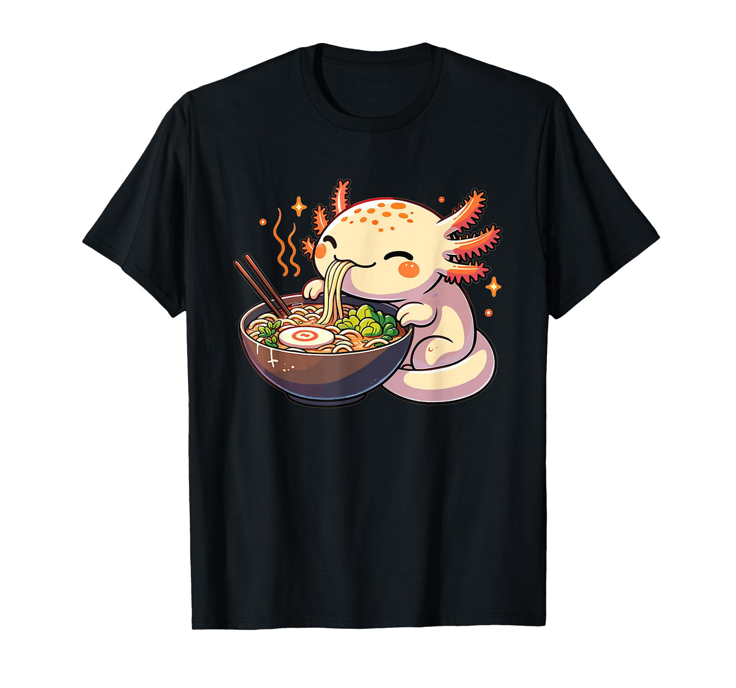 Cute Axolotl Eats Ramen Noodles Axolotls Ramen T-Shirt