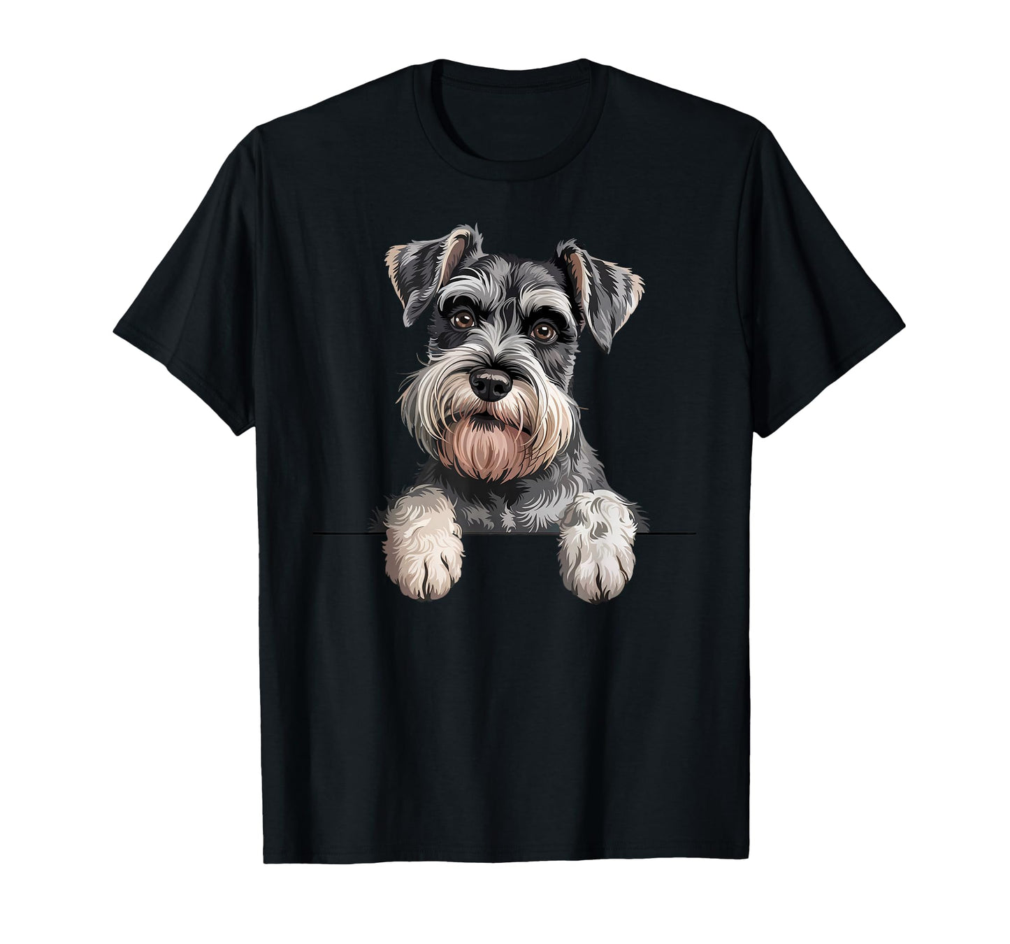 Schnauzer Funny Peeking Pocket Puppy Dog Lover T-Shirt