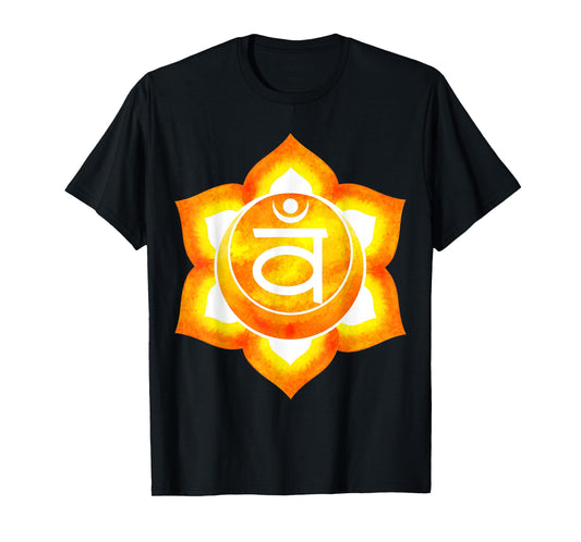 Sacral Chakra Orange Watercolor Om Mandala Lotus T-Shirt