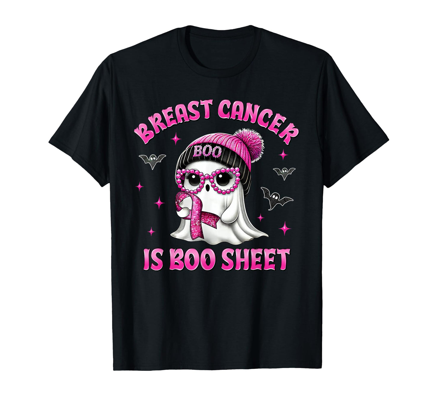 Breast Cancer Is Boo Sheet Pink Ribbon Funny Ghost Halloween T-Shirt