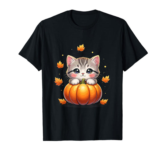 Pumpkin Shirts for Women Cat Costume Men Autumn Fall Kids T-Shirt