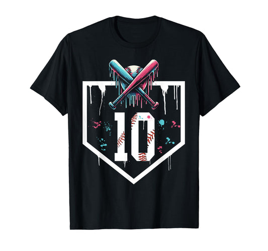 Baseball 10th Birthday Home Plate Boy Youth Ten 10 Year Old T-Shirt