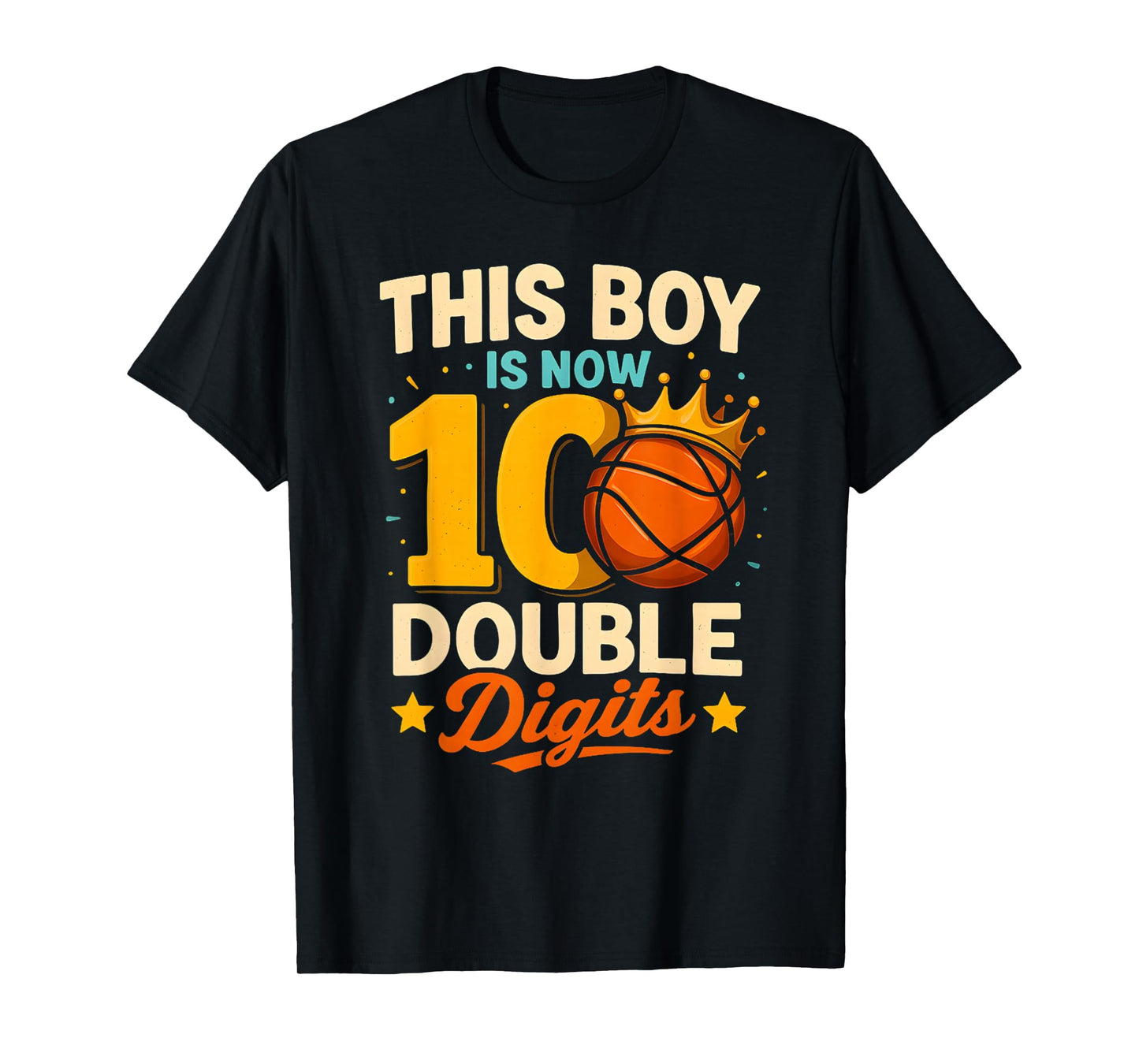 Double Digits Basketball Birthday Boy 10 Year Celebration T-Shirt