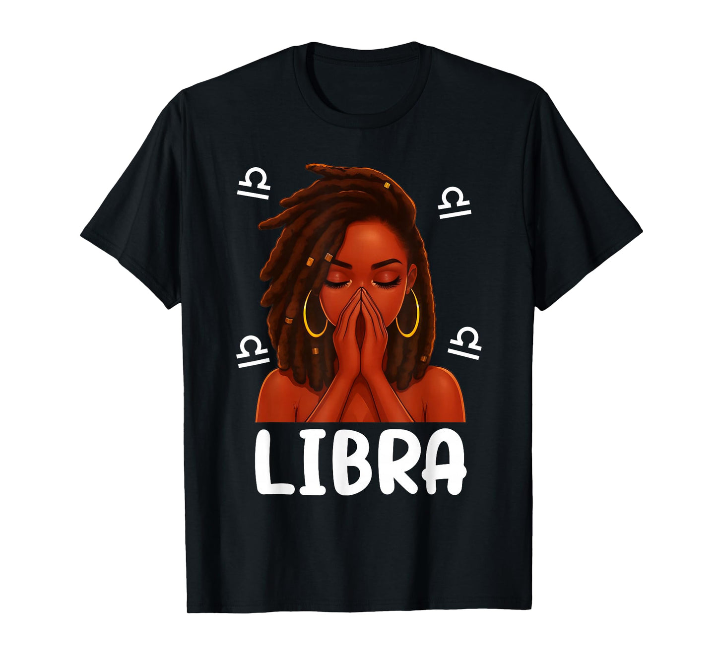 Libra Loc'd Black Woman Pray Christian Zodiac Birthday T-Shirt