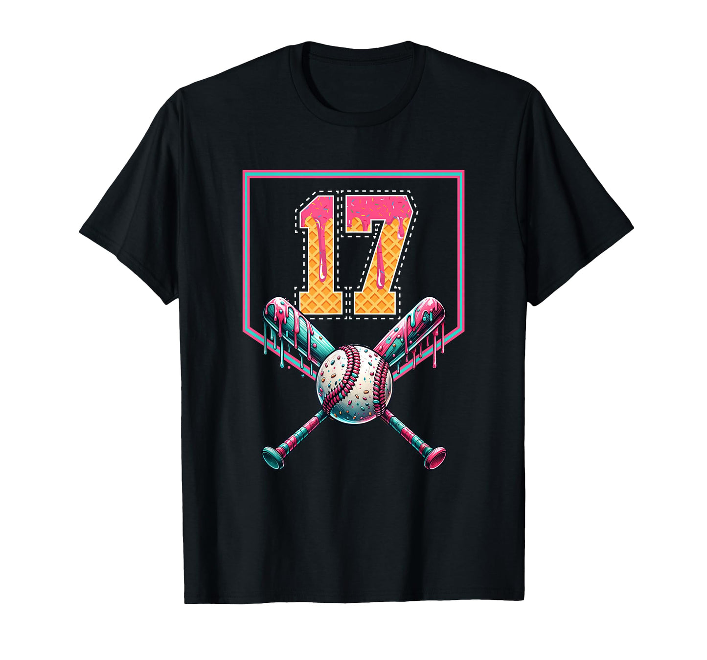 Baseball Drip Number 17 Player Or 17th Birthday Drip Style T-Shirt