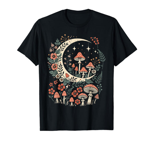 Cottagecore Mushroom Moon Flowers Aesthetic Women Girls Kids T-Shirt