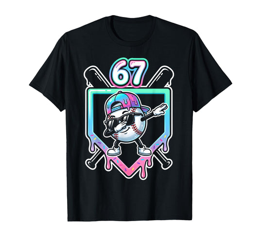 Baseball Ice Cream Drip 67 Player Dabbing Six Seven Boys T-Shirt