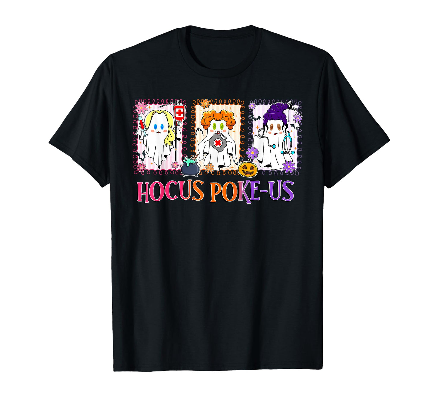 Happy Halloween Hocus Poke-Us Cute Ghost Nurse Spooky Season T-Shirt