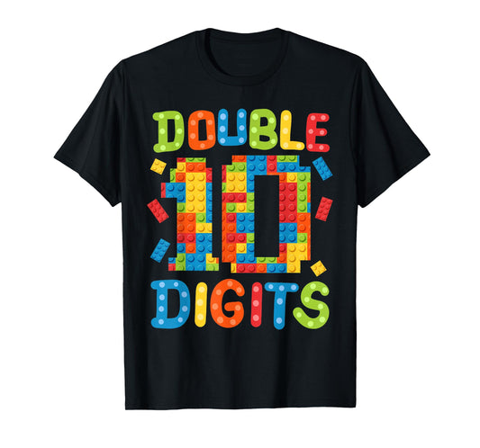 10th Birthday Double Digits Building Blocks 10 Years Old Kid T-Shirt