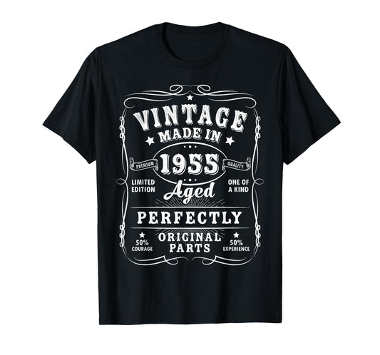 Vintage 70 Birthday Decorations Men 70yr 1955 70th Birthday T-Shirt