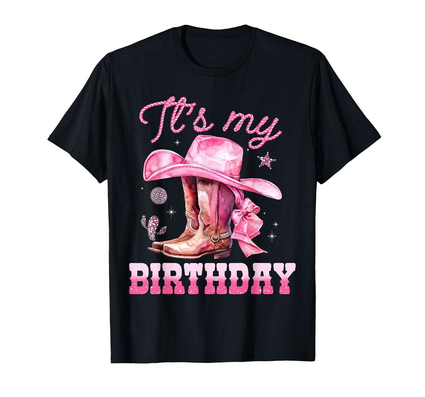 Birthday Girl It's My Birthday Pink Western Cowgirl Birthday T-Shirt