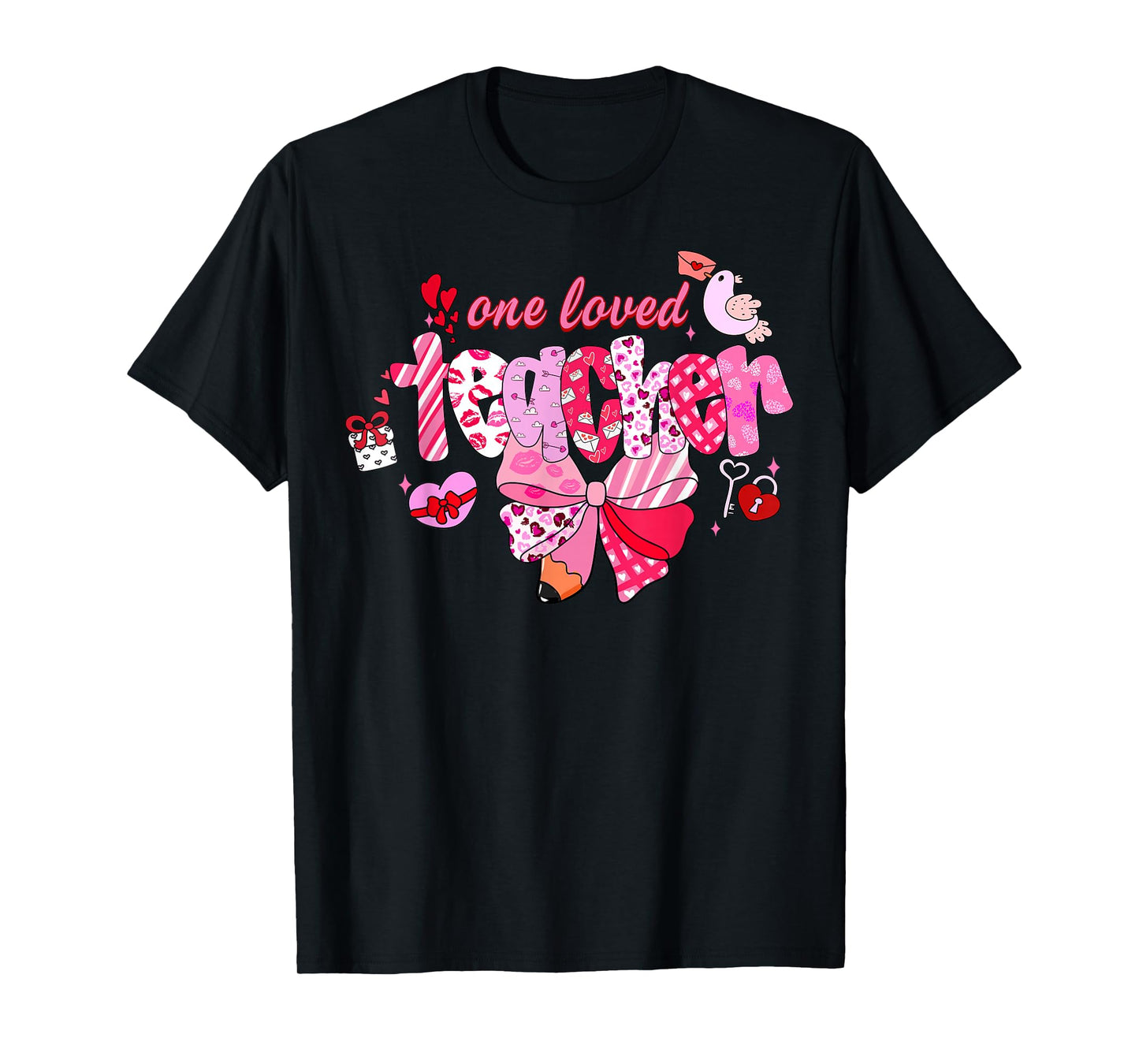 Teacher Valentine Loved Teacher Valentine's Day Coquette Bow T-Shirt