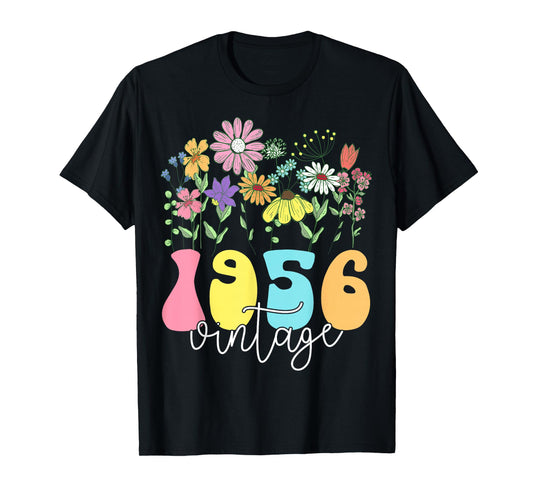 Vintage 1956 70 Years Old Flower 70th Birthday Floral Women T-Shirt