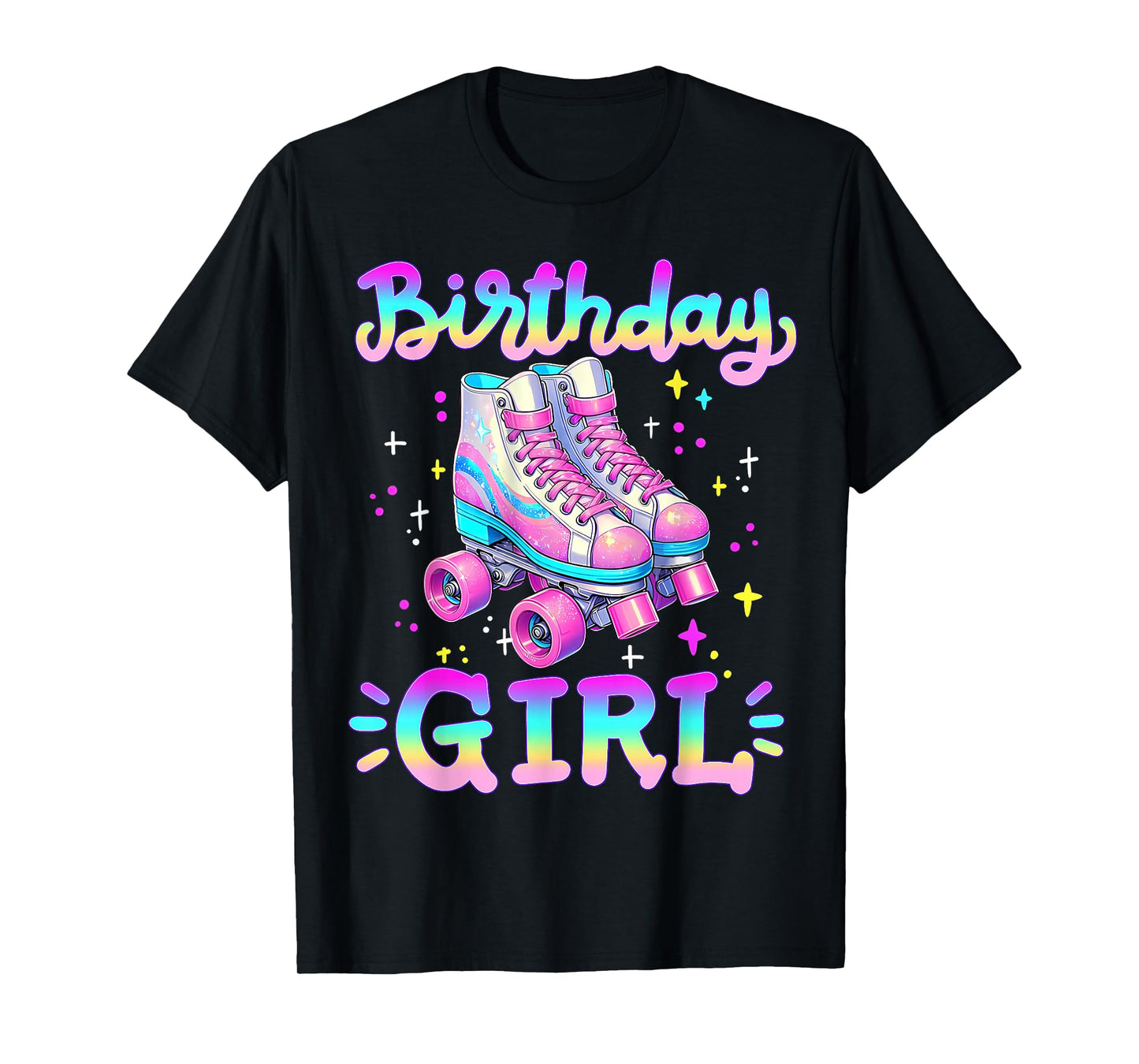 Birthday Girl Rolling Skates Roller Skater Party Kids Girls T-Shirt